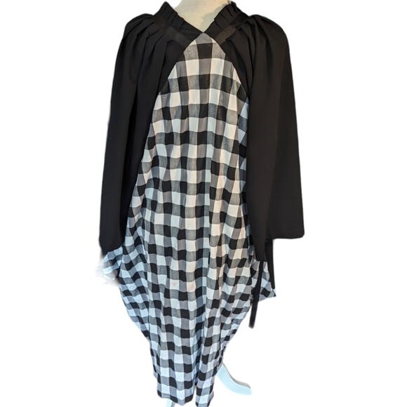 Witchy Cape buffalo check Sweeping ruffle neck grosgrain ribbon Fairy long cape - Picture 4 of 12